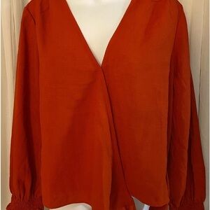 Madewell Smocked Sleeve wrap top